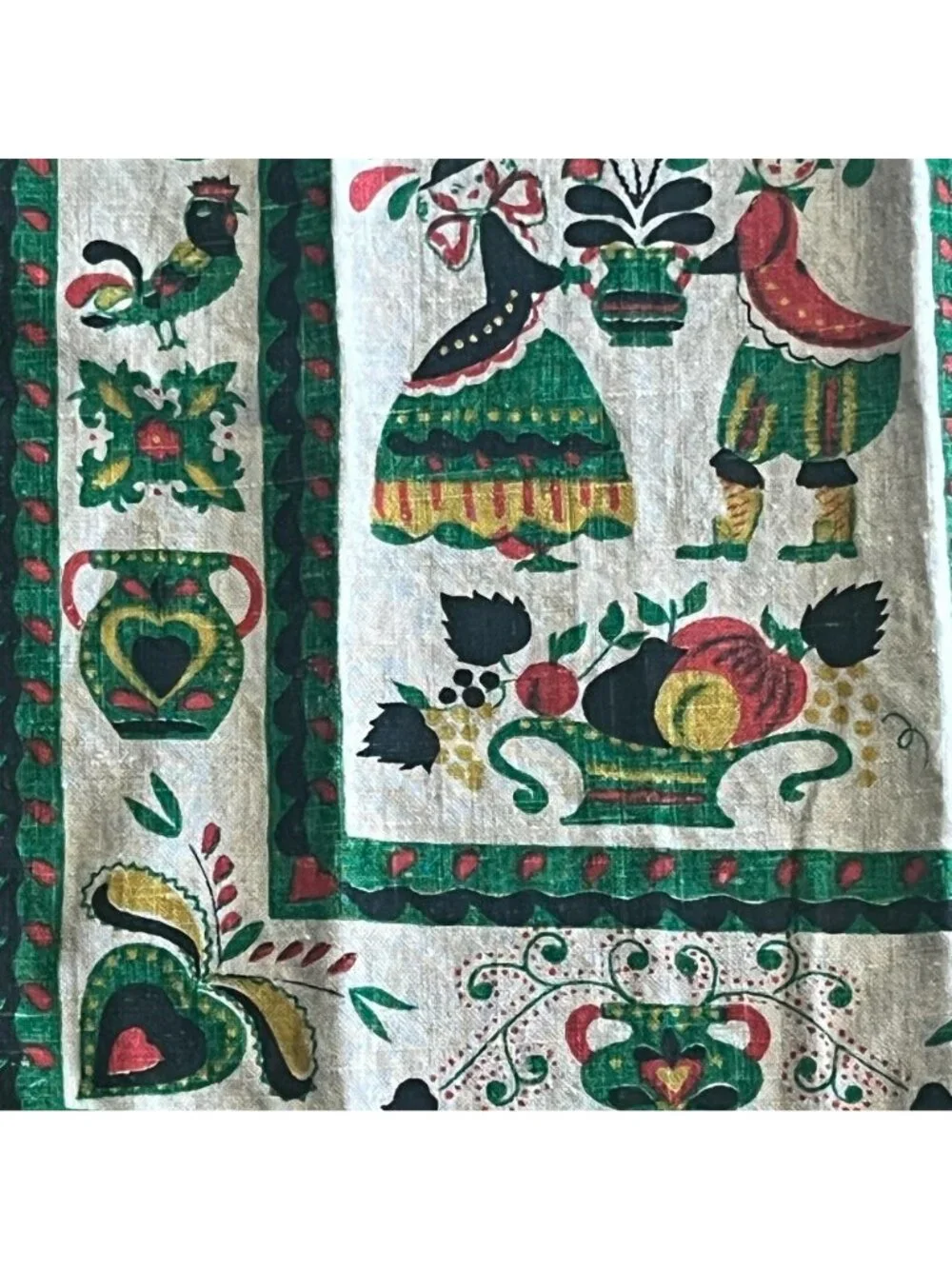 Vintage Linen Tea Towel Pennsylvania Dutch Design by Parisian Prints